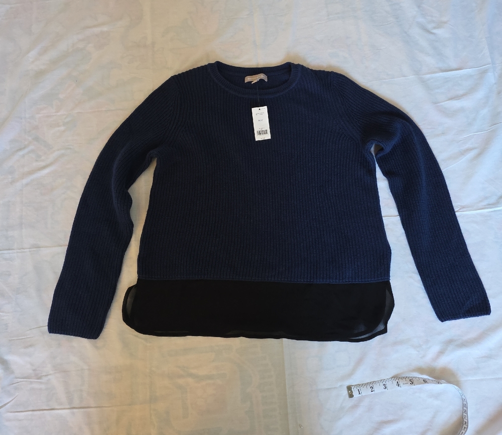 Banana Republic Navy Sweater with Sheer Black Hem